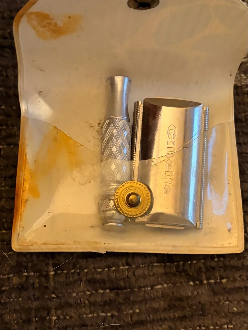 Gillette Silver Safety Razor Head vintage